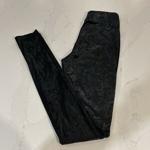 Zara Long Velvet Feel Black Leggings Skinny Stretchy Pants Size Medium